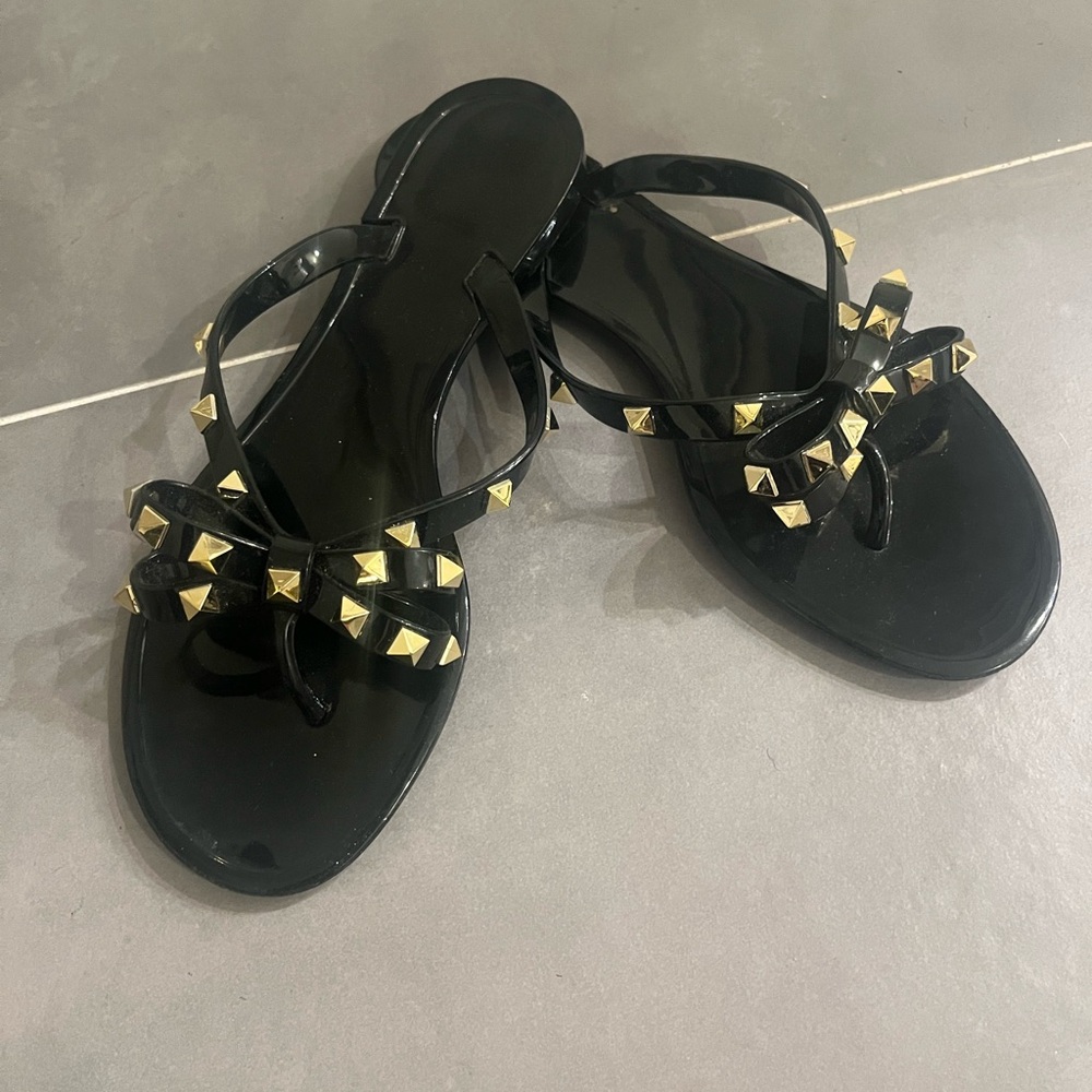 Black jelly Sandals with rock studs - Picture 2 of 6